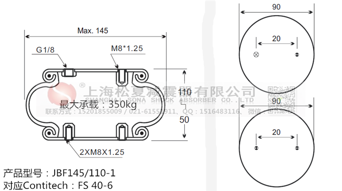 JBF145/110-1橡膠<a href='http://shafferla.com/' target='_blank'><u>空氣彈簧</u></a>