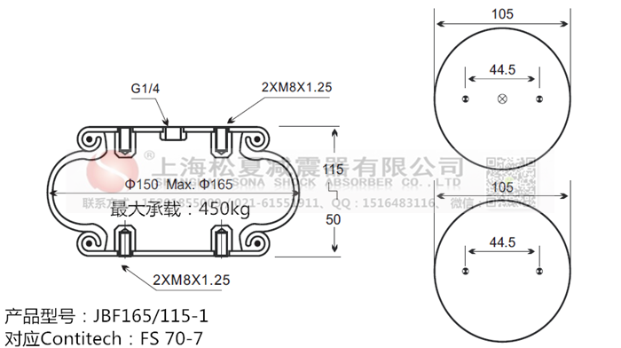 JBF165/115-1橡膠<a href='http://shafferla.com/' target='_blank'><u>空氣彈簧</u></a>