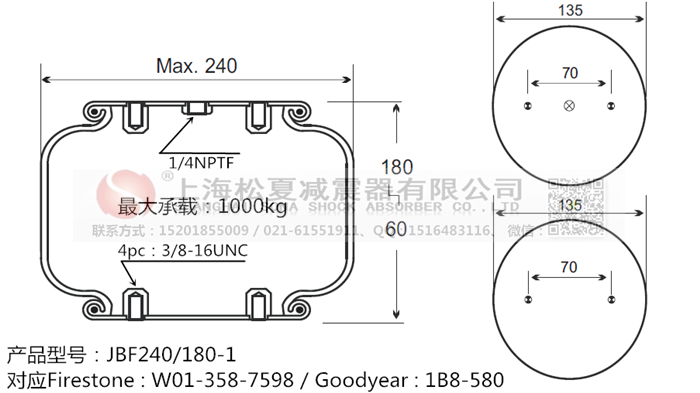 JBF240-180-1橡膠<a href='http://shafferla.com/' target='_blank'><u>空氣彈簧</u></a>