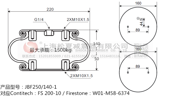 JBF250/140-1橡膠<a href='http://shafferla.com/' target='_blank'><u>空氣彈簧</u></a>