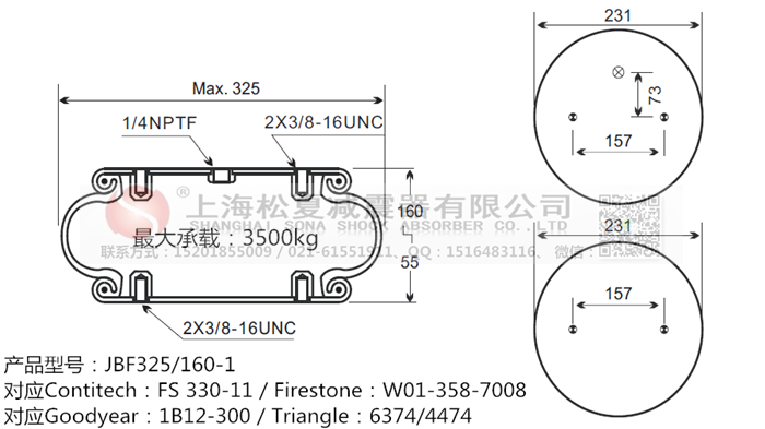 JBF325/160-1橡膠<a href='http://shafferla.com/' target='_blank'><u>空氣彈簧</u></a>