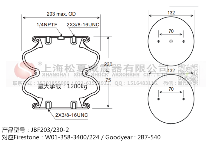 JBF203/230-2橡膠<a href='http://shafferla.com/' target='_blank'><u>空氣彈簧</u></a>